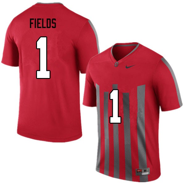 Ohio State Buckeyes #1 Justin Fields Men Player Jersey Throwback - Click Image to Close